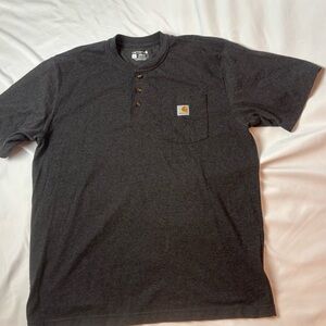 Carhartt Shirt Mens Large Gray Loose Fit Heavyweight Henley Workwear Utility